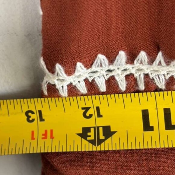 Zara Women Terracotta Embroidered Midi Dress Brown Size XS - Picture 3 of 11